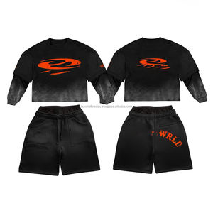 ชุดกีฬาลำลองสำหรับผู้ชายฤดูร้อน ชุดเสื้อยืดแขนสั้นกางเกงขาสั้น 2 ชิ้น ชุดเสื้อยืดและกางเกงขาสั้น ชุดลำลองสำหรับผู้ชาย - Product Image 2