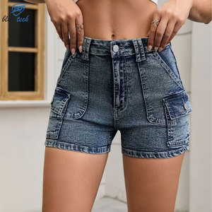 Shorts en jean pour femmes personnalisés, respirants, lavés, légers, à séchage rapide, taille haute, bleu jean, vente en gros, service OEM - Product Image 1