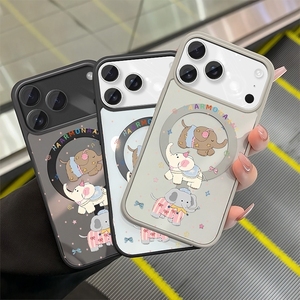 New Arrival Cartoon <b>Dog</b> Magnetic Sublimation Blank Phone Case for 17 Pro Max Soft TPU White Flower Design Unisex - Product Image 4