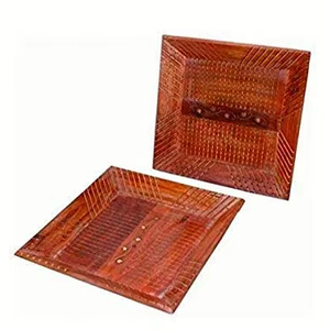 Bandeja de servicio de madera rústica para el desayuno en la cama Bandeja DE SERVICIO DE MADERA hecha a mano para té y café de M/S SHAAD ARTESANÍA - Product Image 1