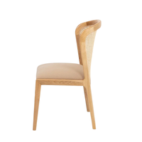 Chaise de salle à manger en teck massif et rotin avec siège rembourré doux et dossier incurvé, écologique, durable, moderne, pour appartement