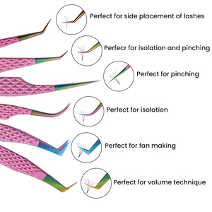 แหนบต่อขนตาปลายแหลมสแตนเลสสตีลสีชมพูพร้อมโลโก้แบบกำหนดเอง ด้ามจับเพชร - Product Image 1