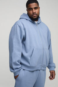 ชุดวอร์มคุณภาพสูง 100% ผ้าฝ้าย กางเกงขายาวและเสื้อฮู้ดมีซิป รับสกรีนโลโก้ ชุดวอร์มโอเวอร์ไซส์สำหรับฤดูหนาว สำหรับผู้ชาย - Product Image 3