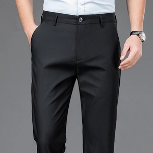 <b>Men's</b> Smart Casual Full-Length Office <b>Work</b> <b>Pants</b> Navy <b>Black</b> Fast Dry Stretchy Cotton Mid Waist Sports Trousers for Spring Autumn - Product Image 4