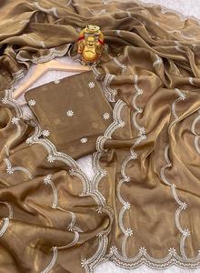 Sari Indien de Créateur en Soie Satinée pour Femme, Dernier Modèle de Saris Indiens pour Soirée et Mariage - Product Image 2