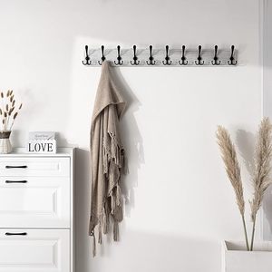 Optimized Product Name Rustic Heavy-Duty Wooden Wall Mounted Coat <b>Rack</b> Black Rustic Style With Multiple Hooks for Hanging Clothe - Product Image 6