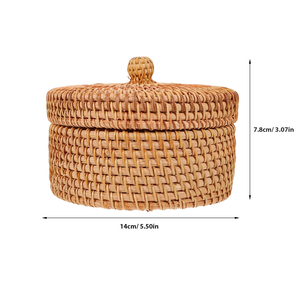 Cesta de mimbre con tapa Caja de almacenamiento de ratán Bandeja de almacenamiento doméstica ecológica hecha en Vietnam Durable y hermosa al por mayor - Product Image 3