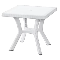 Table de repas extérieure italienne élégante de style moderne, écologique, résistante aux UV, aux intempéries, en plastique PP tressé imitation rotin, pour écoles et parcs