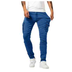 High Quality <b>Men's</b> Straight <b>Jeans</b> Washed Fashion Pants with Ripped Decoration Stretch Style <b>Waist</b> Logo Wholesale - Product Image 3