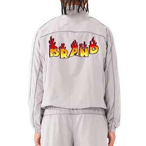 OEM Custom Logo Winter Streetwear <b>Mens</b> Windbreaker Tracksuit Solid Color Lightweight Polyester/Nylon Sportswear Set with Pockets - Product Image 2