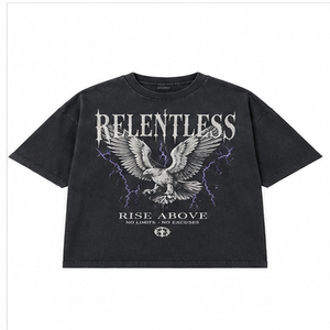 เสื้อยืดโอเวอร์ไซส์สีดำลายกราฟิกสำหรับผู้ชาย สไตล์วินเทจ สตรีทแวร์ ผ้าฝ้าย ทรงหลวม ไหล่ตก ฮิปฮอป แฟชั่นลำลอง - Product Image 3