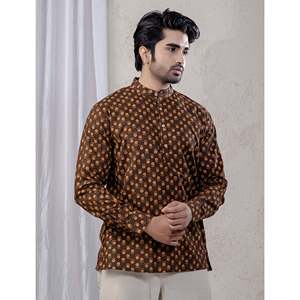 เสื้อคุर्ตาผ้าฝ้ายพิมพ์ลายลำลองสำหรับผู้ชาย แขนยาว ผ้าป๊อปลิน ระบายอากาศได้ดี ลายดอกไม้ - Product Image 5