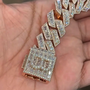 Bracelet de haute qualité en argent sterling 925 plaqué or rose avec moissanite taillée, unisexe, style hip-hop glacé, bijoux glacés, cadeau de mariage - Product Image 1