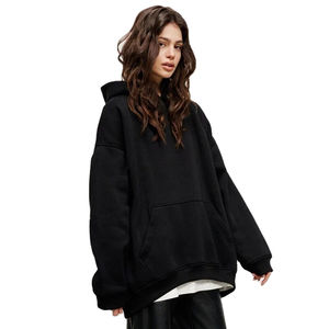 100% nouveaux sweats à capuche en coton pour femme pull à épaules tombantes avec séchage rapide et respirant caractéristique Streetstyle décontracté pour l'hiver - Product Image 2