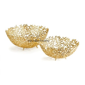 Cuenco para servir frutas de latón con diseño de Rama, chapado en oro para el hogar, y boda Hotel, cuencos multiusos para servir de mesa - Product Image 6
