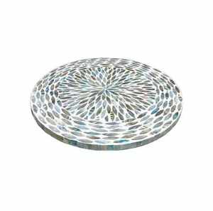 Plateau de service décoratif en os incrusté de qualité supérieure, bleu clair, pour la décoration de la maison, articles de cuisine, en provenance d'Inde par HANNAN HANDICRAFT - Product Image 1