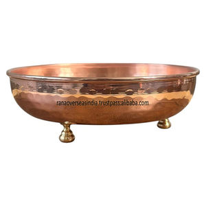 Tazón de cobre sólido de lujo y patas resistentes, diseño hecho a mano, perfecto para decoración de granja, arreglos florales y almacenamiento a buen precio - Product Image 1