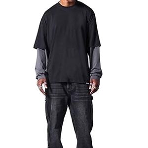 T-shirt à manches longues en tricot double couche pour homme de qualité supérieure, tendance, couleur personnalisée, coupe ample décontractée, 220 grammes - Product Image 6