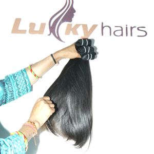 Extensions de cheveux humains indiens vierges non traités, lisses et soyeux, avec double trame, vague lâche et vague d'eau - Product Image 2