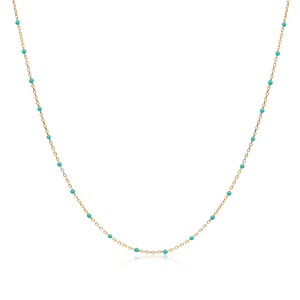 Collier chaîne en émail vert menthe, design artisanal turc, argent sterling 925 plaqué or et rhodium, bijoux faits à la main - Product Image 1