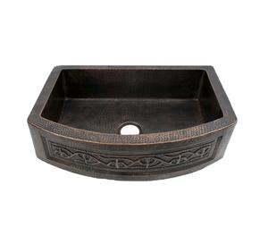 Fregadero de cocina de cobre rectangular simple hecho a mano, nuevo diseño de granja martillado frontal redondeado, proveedor directo de fabricante - Product Image 1