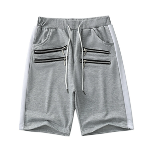 Top vente hommes été Shorts de plage 100% coton fermeture éclair décontracté coupe ample respirant Shorts de sport avec motif solide - Product Image 4