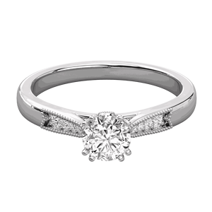 Bague solitaire de créateur en diamant rond - Product Image 2