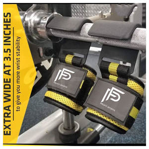 Crochets d'haltérophilie en cuir néoprène robuste avec logo personnalisable avec sangles de soutien de poignet confortables pour la sécurité du fitness en salle de sport - Product Image 3