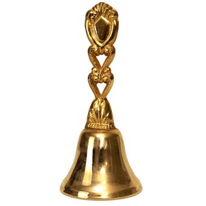 Cloche à main en laiton cannelé vintage cloche décorative en métal doré poli cloche d'église d'autel à sonnerie forte traditionnelle pour la décoration intérieure - Product Image 3