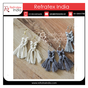 ต่างหูแฟนซี ผ้าฝ้าย งานถักมาคราเม่ เครื่องประดับ - Product Image 3