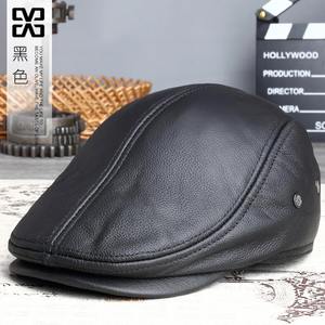 Sombrero de cuero genuino para hombre, gorra de cuero de invierno para adultos, sombrero cálido para Elder Papa, Viseras para hombre, gorra cálida, protección para los oídos, - Product Image 4