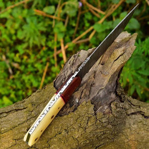 Cuchillo de Supervivencia Hecho a Mano de Acero de Damasco, Cuchillo de Supervivencia para Exteriores, Espiga Completa con Mango de Madera Dura Cómodo - Product Image 2