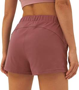 Short de sport taille haute pour femme 2-en-1 maille respirante Patchwork poche doublée coupe ample pour la course à pied Fitness Yoga - Product Image 4