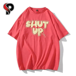 Camiseta de algodón de calidad de primera clase para mujer, estampado de soplo liso de gran tamaño, logotipo personalizado, patrón sólido - Product Image 5