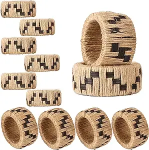 Lista de los principales patrocinadores, servilleteros, decoración de mesa de Hotel, servilleteros tejidos a mano, Juego de 4 anillos de tejido para el hogar y la cocina - Product Image 3