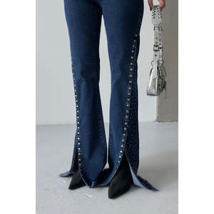 Jeans à ourlet fendu 7102 - Délavage foncé uni - Product Image 2