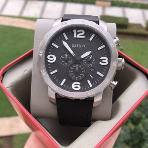 นาฬิกาข้อมือผู้ชาย SATSIY <span class=keywords><strong>JR1353</strong></span> ระบบโครโนกราฟ GMT ควอตซ์ กันน้ำ 100 เมตร หน้าปัดสีดำ สายหนัง สปอร์ต หรูหรา ขายส่ง - Product Image 6