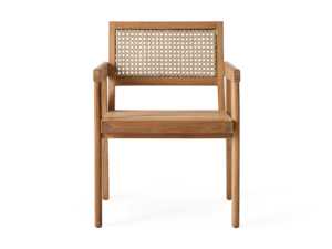 Teak Wood Dining <b>Chair</b> and Wicker natural <b>Rattan</b> with a wooden color Finish Suitable <b>for</b> Outdoor Usage - Product Image 5