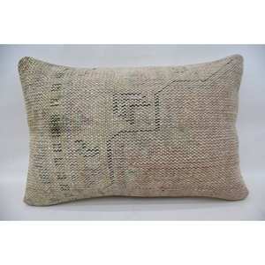 Beige Wool Kantha Patchwork <b>Pillow</b> 16x24 Inch Decorative Cushion Woven Embroidered Vintage Square Print Portable Bedding Floor - Product Image 1