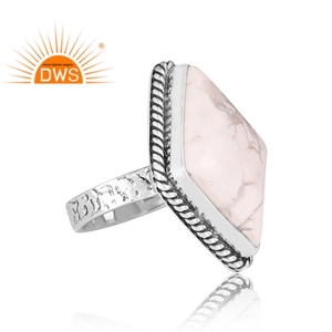 Meilleure qualité bague empilable en argent sterling oxydé avec pierres précieuses naturelles Howlite fabricant de bijoux personnalisés - Product Image 3