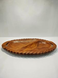 Plateau décoratif en bois à 2 compartiments pour fruits secs, cuisine domestique - Product Image 6