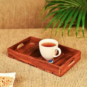 Bandejas artesanales de madera de mango, bandeja de bambú, bandeja de madera para comida - Product Image 3
