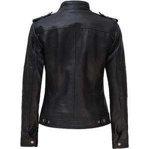 Veste en cuir véritable en peau de mouton pour femmes pour automne hiver respirant col montant fini solide disponible prix de gros - Product Image 2