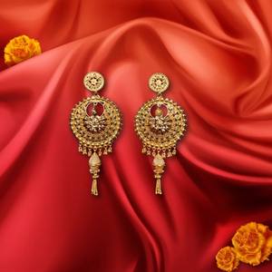 Acheter des boucles d'oreilles serties de boucles d'oreilles en plaqué or 22CT de conception traditionnelle, bijoux pour femmes par les exportateurs - Product Image 3