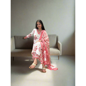 Conjunto de Kurta Rosa para Mujer con Dupatta - Product Image 3
