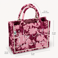 Tas Tote Mini Kanvas Alami 8oz PP Cetak Sablon Bunga Ceri 27x21x14 cm Logo Kustom Wanita Fashion Pantai Grosir OEM ODM B2B