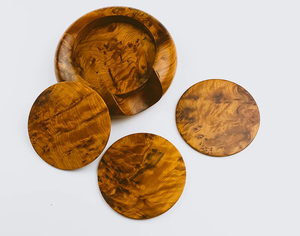 Posavasos de madera natural Thuya Burl, decoración de mesa rústica hecha a mano para comedor, café u oficina, ajuste de la India - Product Image 4