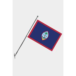 Ensemble de mât de drapeau télescopique Guam, bannières en polyester durables à fixation murale, imprimées numériquement, pour agences de voyage, automobile, éducation, assurance - Product Image 1