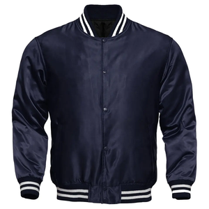 Customized Embroidery Logo <b>Baseball</b> Bomber <b>Jackets</b> Wholesale <b>Men</b> Plain Satin Letterman <b>Jackets</b> - Product Image 4