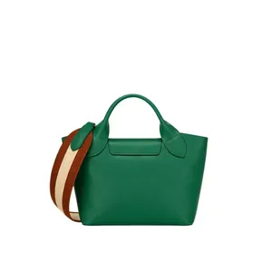 Sac bandoulière en cuir vert émeraude avec sangle marron, vente en gros - Product Image 2
